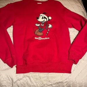 NWT Disney World Mickey Mouse Red Christmas Holiday Sweatshirt Size Small Adult